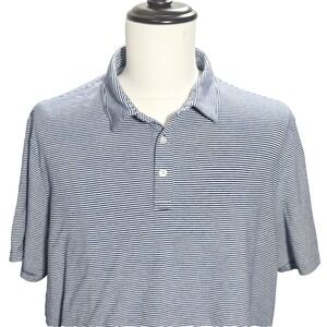 Vineyard Vines Polo‎ Shirt Short Sleeve Golf Mens Blue Striped Size XL Stretch
